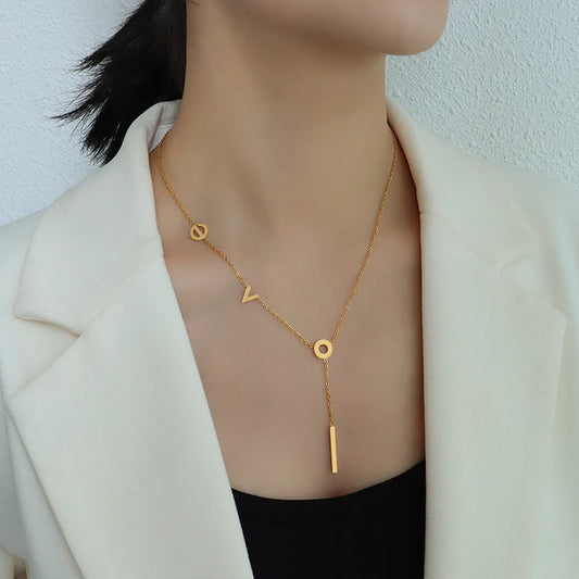 Titanium Steel Letter Necklace - E-Esther Clothing Store