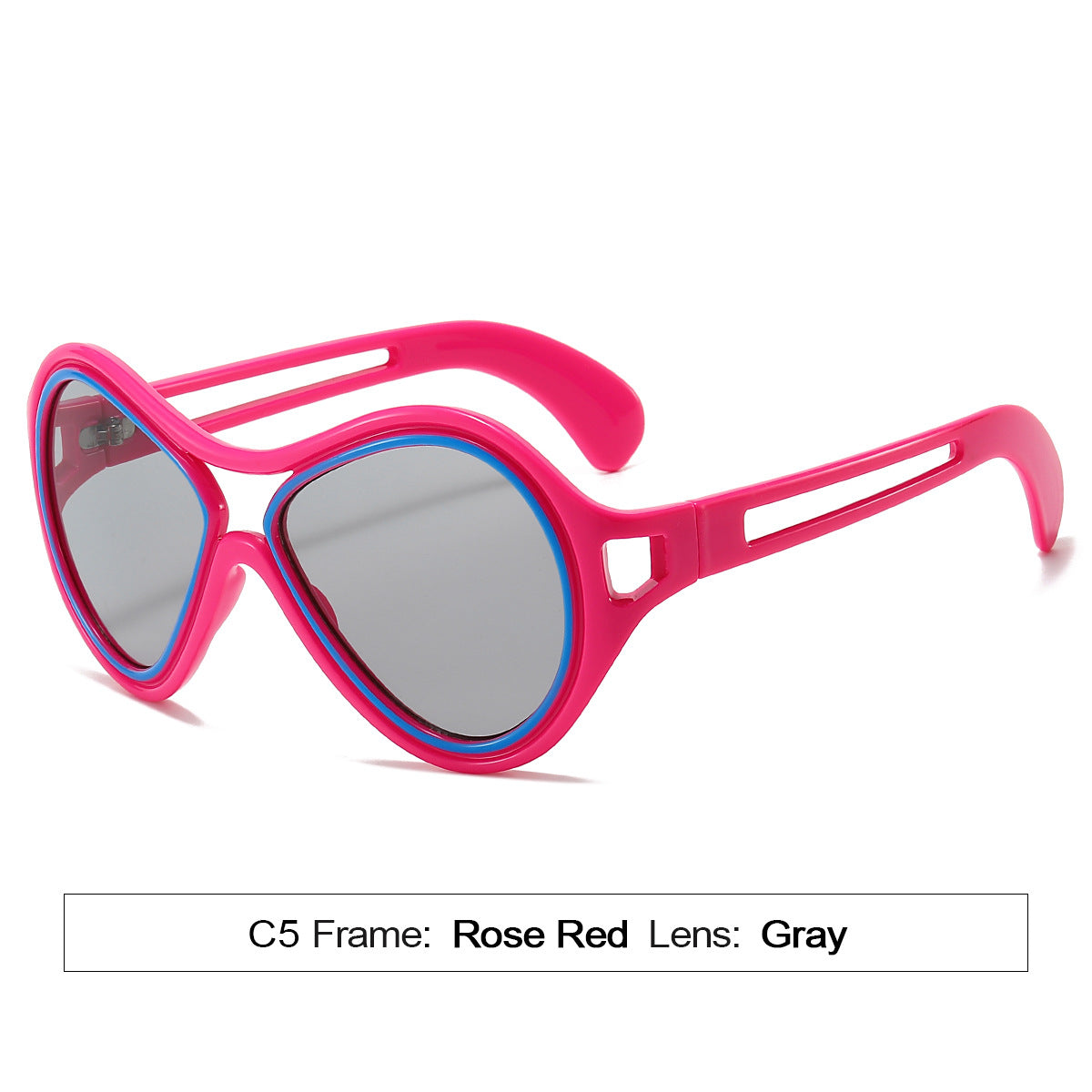 New European and American Sunglasses for Women UV400 Fashion Double Beam Round Frame Personalized PC Hollow Sunscreen Sunglasses - E-Esther Clothing Store